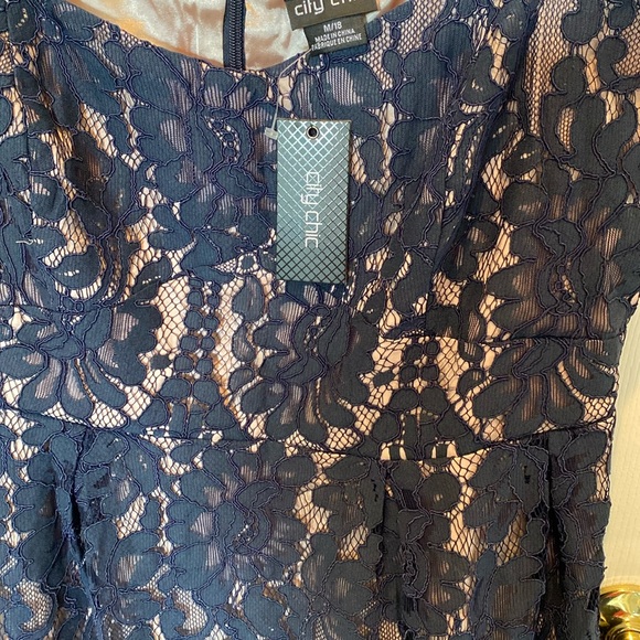 City Chic navy sweety darling lace overlay dress New - Picture 4 of 5